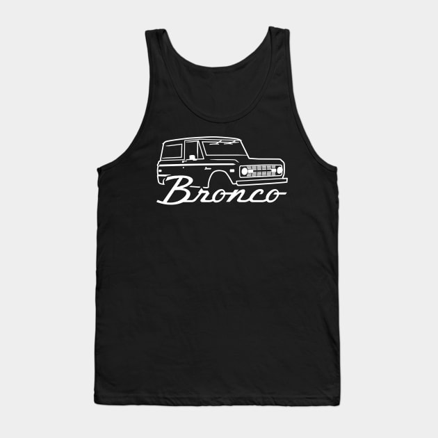 1966-1977 Ford Bronco Straight White With Logo Tank Top by The OBS Apparel